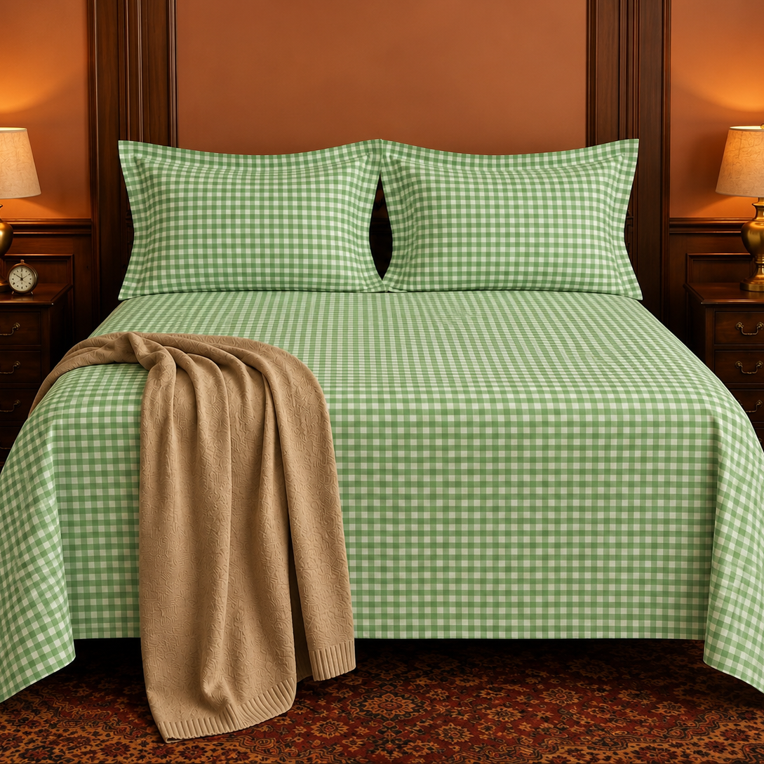 Sage Green Check Bedsheet