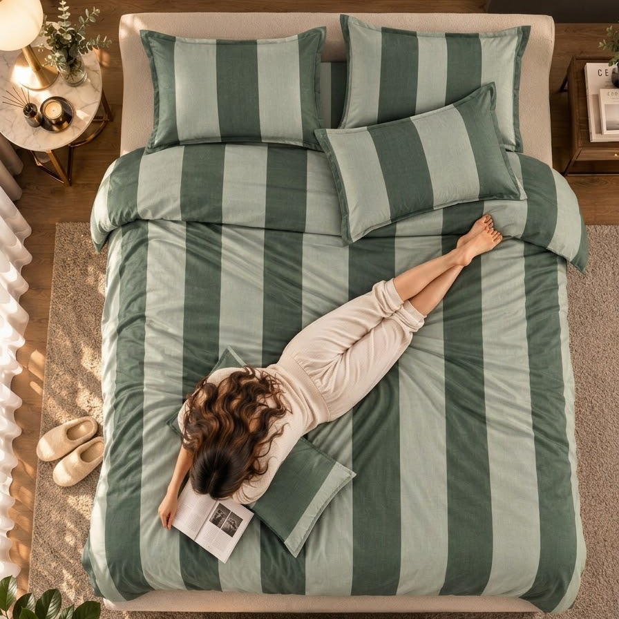 Sage Garden Stripe Bedsheet