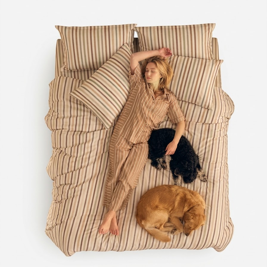 Multi-Stripe Terracotta Bedsheet